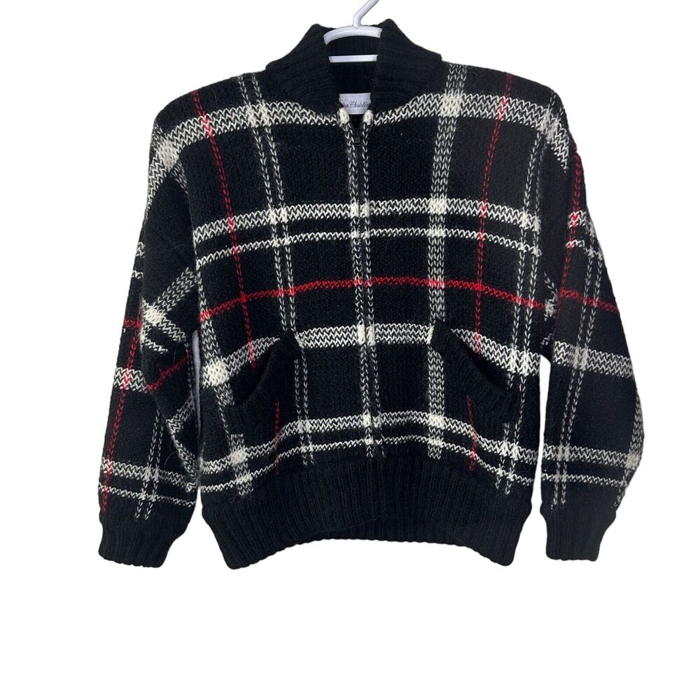 Vintage Marisa Christina Mohair Jacket Women's Medium‎ Plaid Black Deadstock NWT